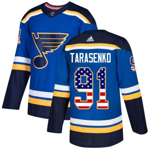 686183c6298f7_1 Men's St. Louis Blues #91 Vladimir Tarasenko Blue USA Flag Stitched NHL Jersey