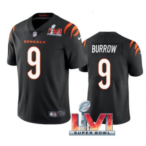 686183cacf5f4_1 Youth Cincinnati Bengals #9 Joe Burrow 2022 Black Super Bowl LVI Vapor Limited Stitched Jersey