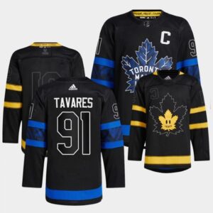686183fe927cf_1 Men's Toronto Maple Leafs Black #91 John Tavares Alternate Premier Breakaway Reversible Stitched Jersey