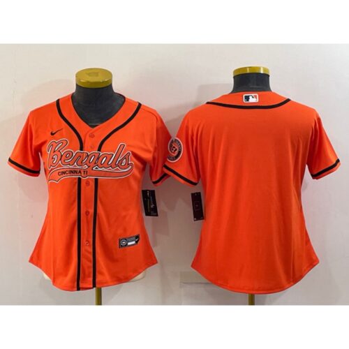 68618402ea66c_1 Youth Cincinnati Bengals Blank Orange With Patch Cool Base Stitched Baseball Jersey