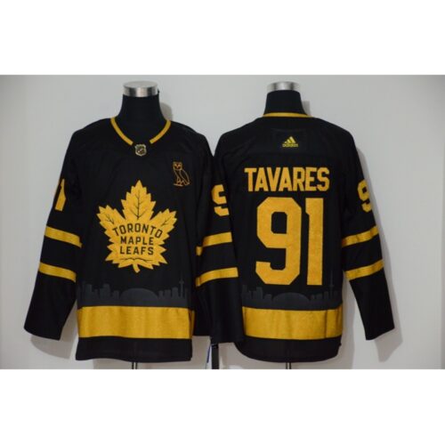 6861840451905_1 Men's Toronto Maple Leafs #91 John Tavares Black Golden City Edition Stitched NHL Jersey