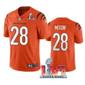 68618412dafbe_1 Youth Cincinnati Bengals #28 Joe Mixon 2022 Orange Super Bowl LVI Vapor Limited Stitched Jersey