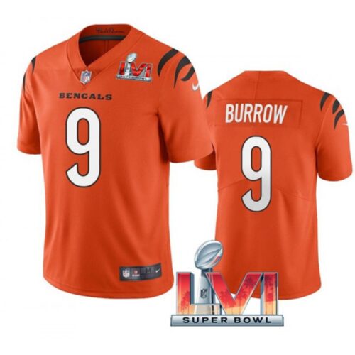 6861842d93124_1 Youth Cincinnati Bengals #9 Joe Burrow 2022 Orange Super Bowl LVI Vapor Limited Stitched Jersey