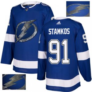 6861843c23c1e_1 Men's Tampa Bay Lightning #91 Steven Stamkos Blue Fashion Gold Stitched NHL Jersey