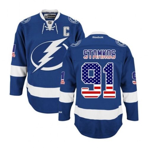 6861845311209_1 Men's Tampa Bay Lightning #91 Steven Stamkos Royal Blue USA Flag Stitched Jersey
