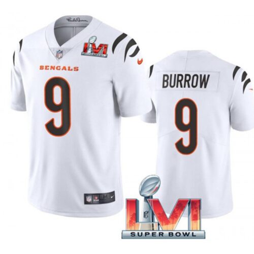 686184735d7a3_1 Youth Cincinnati Bengals #9 Joe Burrow 2022 White Super Bowl LVI Vapor Limited Stitched Jersey