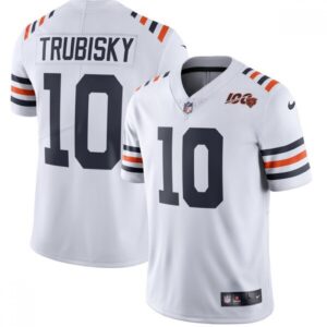 68618493d9b59_1 Youth Chicago Bears #10 Mitchell Trubisky White 2019 100th Season Limited Stitched NFL Jersey