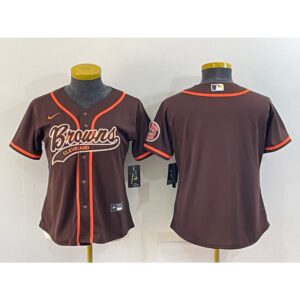 686184a6c6ce7_1 Youth Cleveland Browns Blank Brown With Patch Cool Base Stitched Baseball Jersey