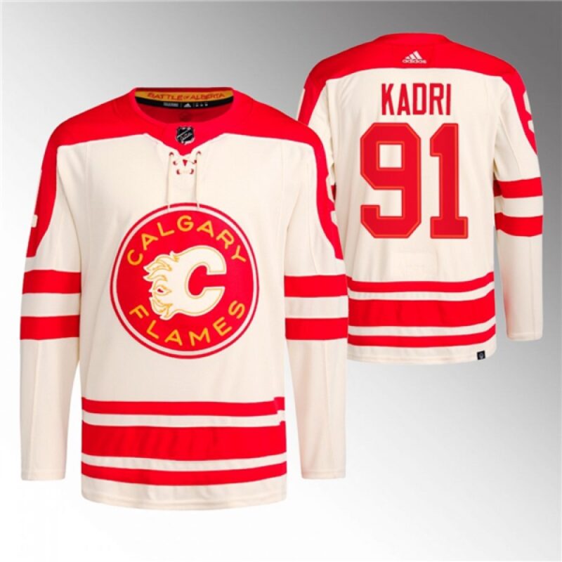 686184e5ed6a4_1 Men's Calgary Flames #91 Nazem Kadri 2023 Cream Classic Primegreen Stitched Jersey