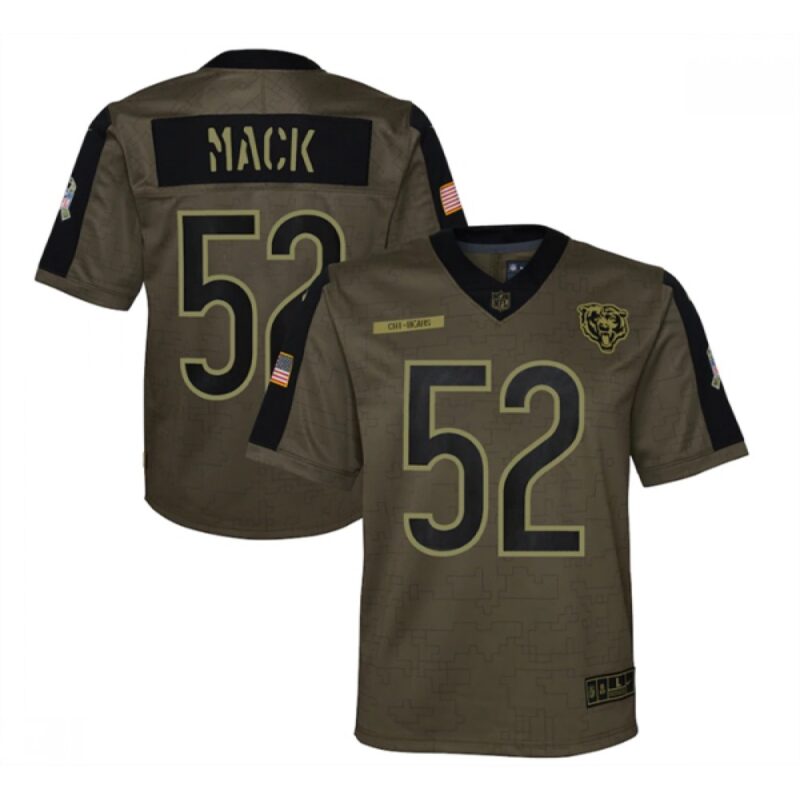 686185b086f02_1 Youth Chicago Bears #52 Khalil Mack 2021 Olive Salute To Service Limited Stitched Jersey