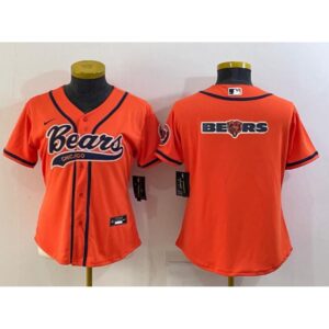 686185b8c91ae_1 Youth Chicago Bears Orange Team Big Logo With Patch Cool Base Stitched Baseball Jersey