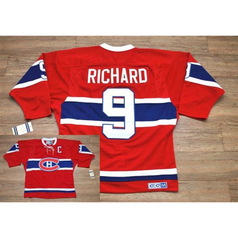 686185b974764_1 Canadiens #9 Henri Richard Stitched Red CH CCM Throwback NHL Jersey