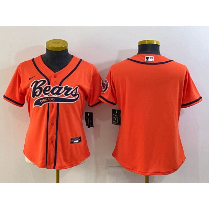 686185bb82f70_1 Youth Chicago Bears Blank Orange With Patch Cool Base Stitched Baseball Jersey