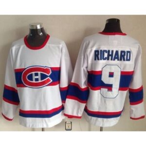 686185c2720b6_1 Canadiens #9 Maurice Richard White CCM Throwback Stitched NHL Jersey