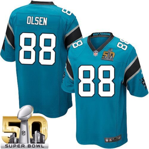 686185c3a62d3_1 Panthers #88 Greg Olsen Blue Alternate Super Bowl 50 Youth Stitched NFL Elite Jersey