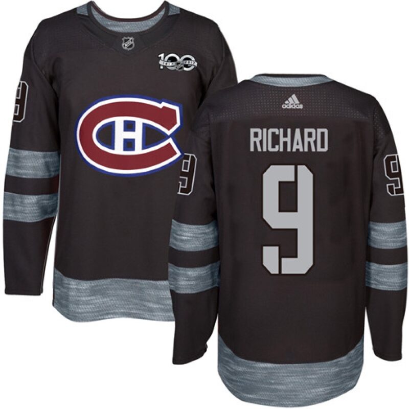 686185c55602c_1 Canadiens #9 Maurice Richard Black 1917-2017 100th Anniversary Stitched NHL Jersey