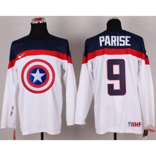 686185e854bee_1 Olympic Team USA #9 Zach Parise White Captain America Fashion Stitched NHL Jersey