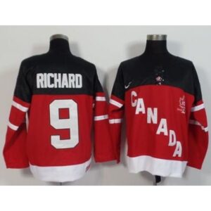 686186186528f_1 Olympic CA. #9 Maurice Richard Red 100th Anniversary Stitched NHL Jersey