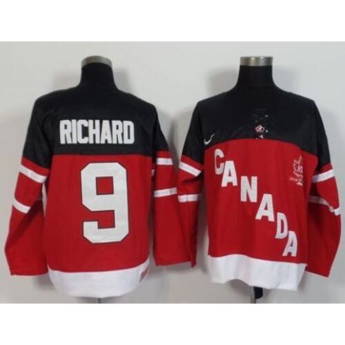 686186186528f_1 Olympic CA. #9 Maurice Richard Red 100th Anniversary Stitched NHL Jersey