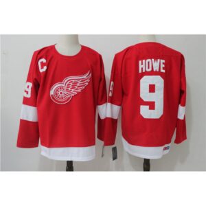 6861863a28a20_1 Men's Detroit Red Wings #9 Gordie Howe Red Throwback CCM Stitched NHL Jersey