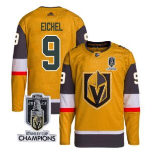 6861863fe49d2_1 Men's Vegas Golden Knights #9 Jack Eichel Gold 2023 Stanley Cup Champions Stitched Jersey