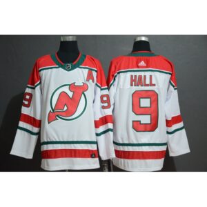 68618687c1605_1 Men's New Jersey Devils #9 Taylor Hall White Stitched NHL Jersey