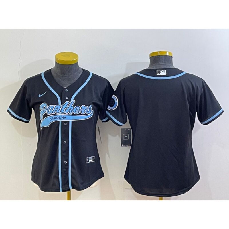 6861869be7444_1 Youth Carolina Panthers Blank Black With Patch Cool Base Stitched Baseball Jersey
