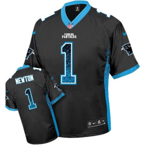 6861869e98a6b_1 Panthers #1 Cam Newton Black Team Color Youth Stitched NFL Elite Drift Fashion Jersey