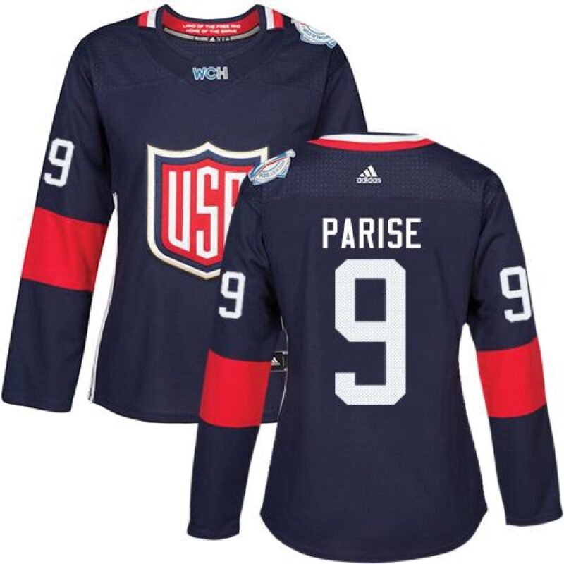 686186acc6e00_1 Team USA #9 Zach Parise Navy Blue 2016 World Cup Women's Stitched NHL Jersey
