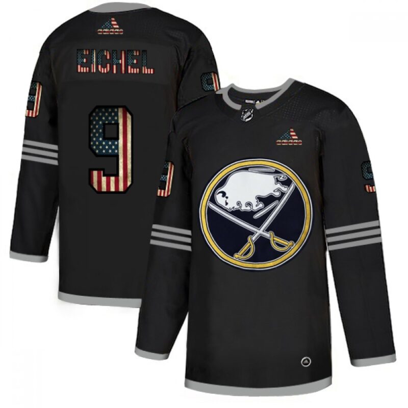 686186d7c4e9f_1 Men's Buffalo Sabres #9 Jack Eichel Grey 2020 USA Flag Stitched NHL Jersey