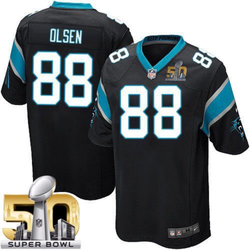 686186e3706ac_1 Panthers #88 Greg Olsen Black Team Color Super Bowl 50 Youth Stitched NFL Elite Jersey