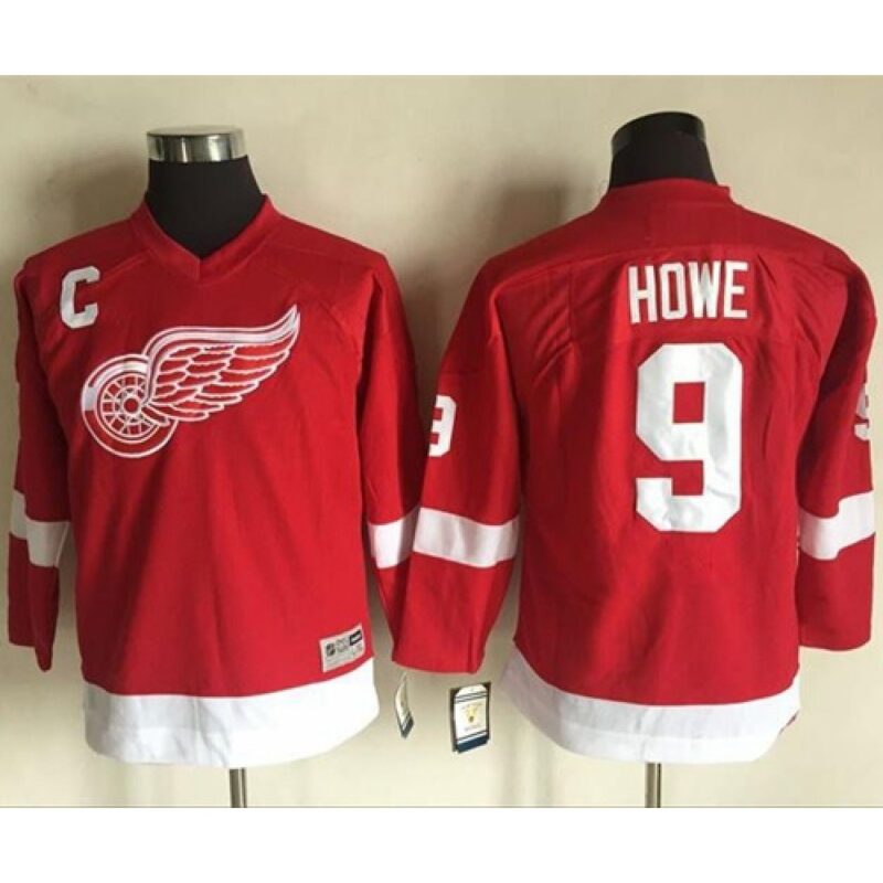 68618716a178e_1 Red Wings #9 Gordie Howe Red CCM Throwback Stitched Youth NHL Jersey