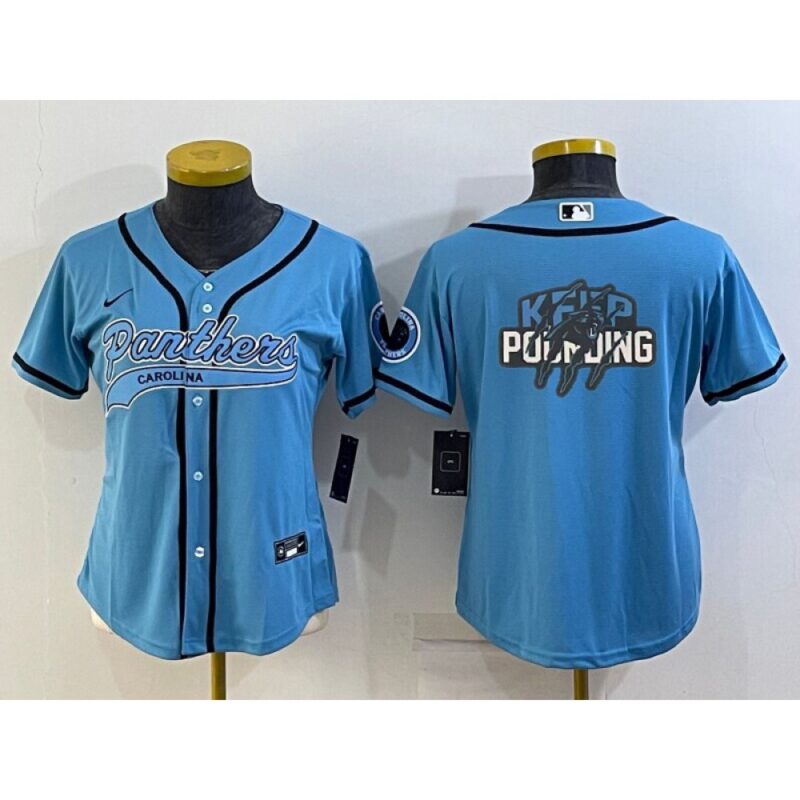 686187217287f_1 Youth Carolina Panthers Blue Team Big Logo With Patch Cool Base Stitched Baseball Jersey