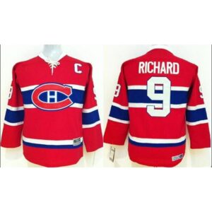68618759d6a6b_1 Canadiens #9 Maurice Richard Red CCM Throwback Stitched Youth NHL Jersey