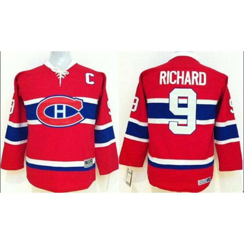 68618759d6a6b_1 Canadiens #9 Maurice Richard Red CCM Throwback Stitched Youth NHL Jersey