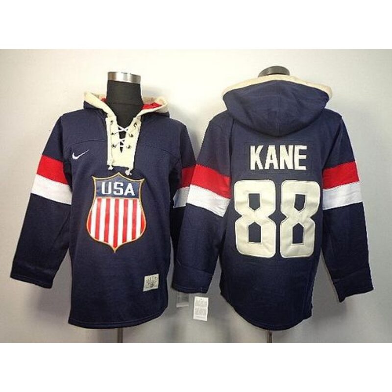 68618778909fe_1 Team USA Olympics #88 Patrick Kane Navy Blue Sawyer Hooded Sweatshirt Stitched NHL Jersey