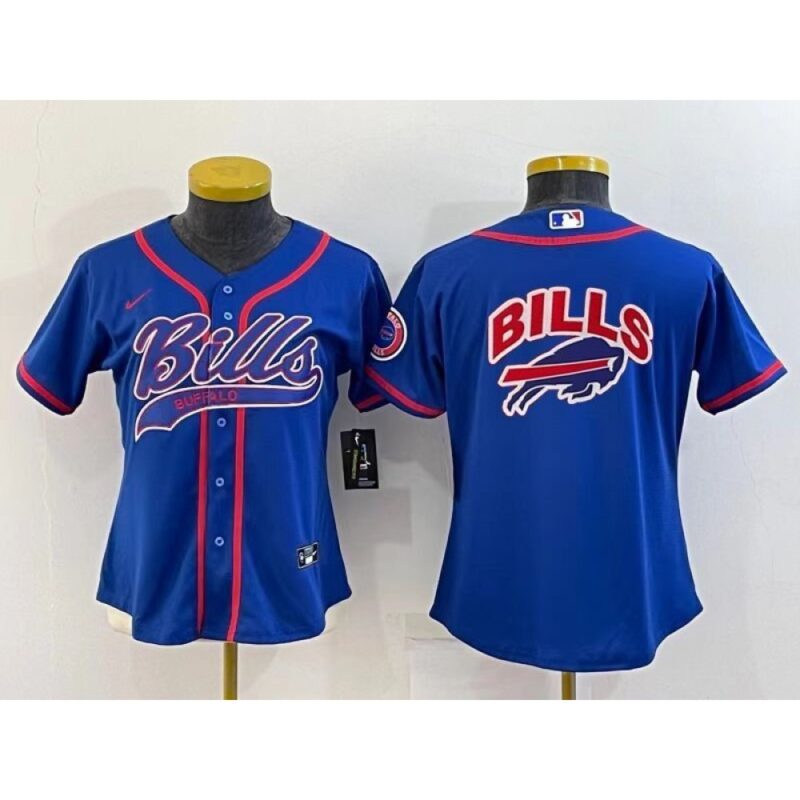 686187bf8c4d8_1 Youth Buffalo Bills Royal Team Big Logo With Patch Cool Base Stitched Baseball Jersey