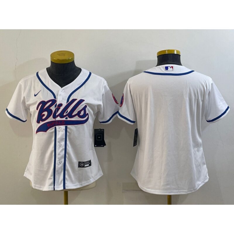 686187dd22353_1 Youth Buffalo Bills Blank White With Patch Cool Base Stitched Baseball Jersey
