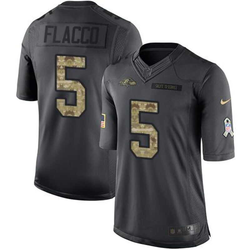 686188085e561_1 Ravens #5 Joe Flacco Black Youth Stitched NFL Limited 2016 Salute to Service Jersey