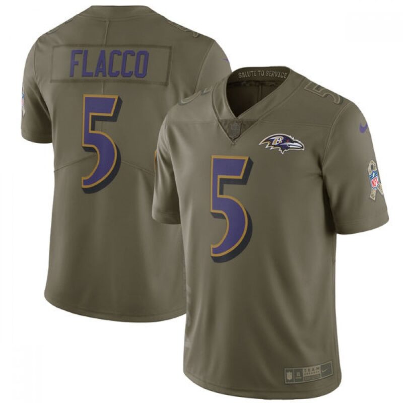 686188498bd10_1 Youth Baltimore Ravens #5 Joe Flacco Olive Salute to Service Limited Stitched NFL Jersey
