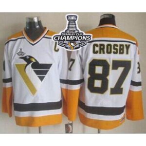686188d520d2b_1 Penguins #87 Sidney Crosby White/Yellow CCM Throwback 2016 Stanley Cup Champions Stitched NHL Jersey
