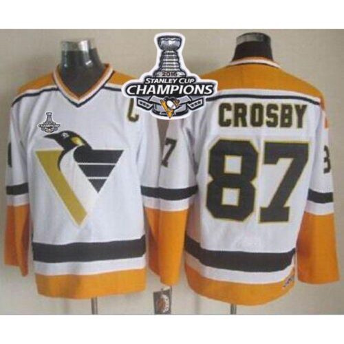 686188d520d2b_1 Penguins #87 Sidney Crosby White/Yellow CCM Throwback 2016 Stanley Cup Champions Stitched NHL Jersey