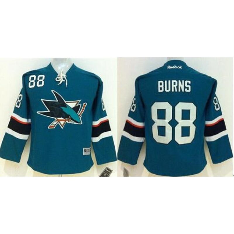 6861892e5e669_1 Sharks #88 Brent Burns Green Stitched Youth NHL Jersey
