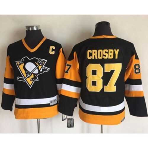 6861896901184_1 Penguins #87 Sidney Crosby Black Alternate CCM Throwback Stitched Youth NHL Jersey