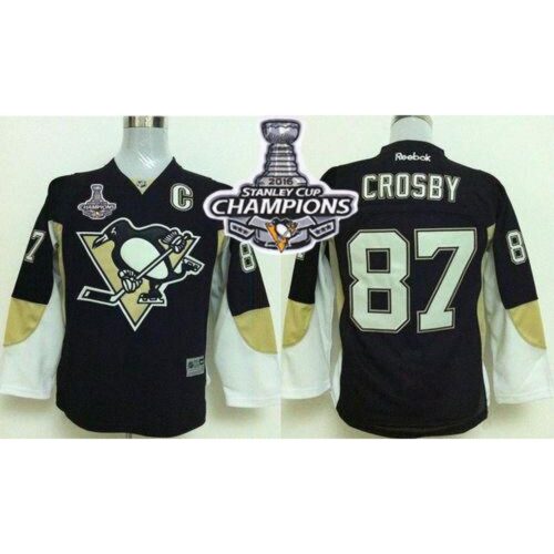 68618970b85cd_1 Penguins #87 Sidney Crosby Black 2016 Stanley Cup Champions Stitched Youth NHL Jersey