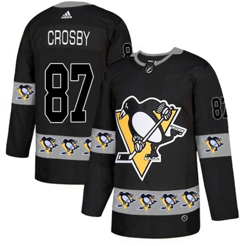 686189a54f01c_1 Men's Pittsburgh Penguins #87 Sidney Crosby Black Team Logo Fashion Stitched NHL Jersey