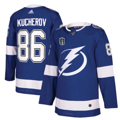 686189de7dec9_1 Men's Tampa Bay Lightning #86 Nikita Kucherov 2022 Blue Stanley Cup Final Patch Stitched Jersey