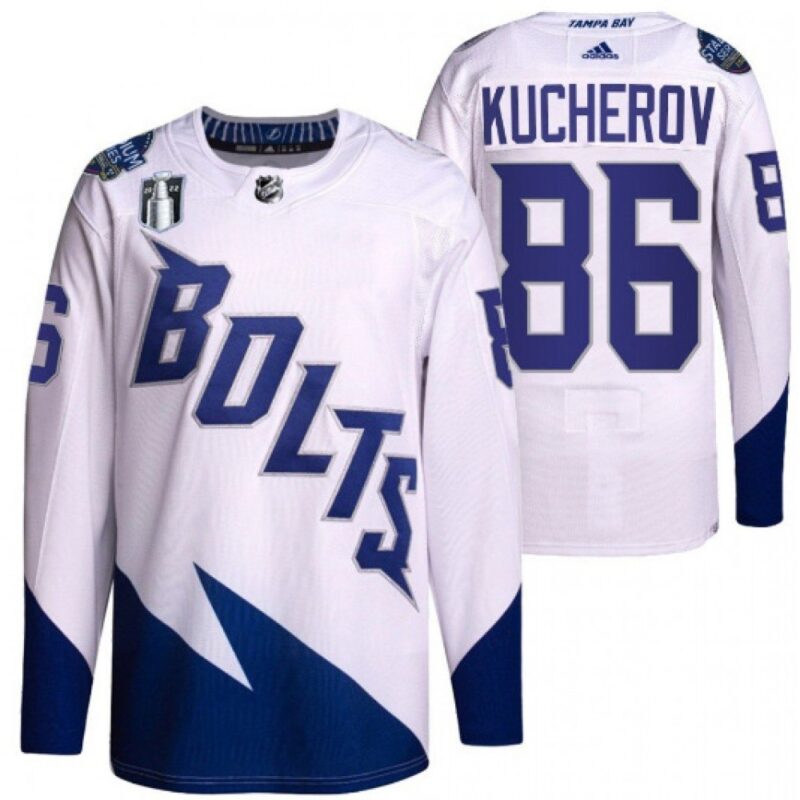 686189f3813e6_1 Men's Tampa Bay Lightning #86 Nikita Kucherov 2022 White Stanley Cup Final Patch Stitched Jersey