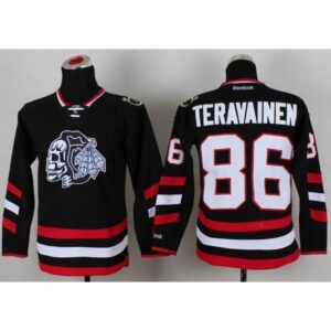 68618a78baaa8_1 Blackhawks #86 Teuvo Teravainen Black(White Skull) 2014 Stadium Series Stitched Youth NHL Jersey