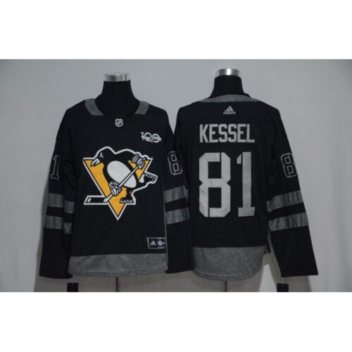 68618ad9de95b_1 Pittsburgh Penguins #81 Phil Kessel Black Men's 1917-2017 100th Anniversary Stitched NHL Jersey